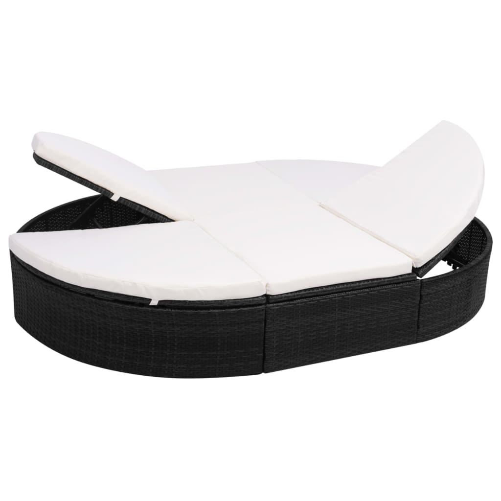 Doppel-Sonnenliege Mit Kissen Poly Rattan