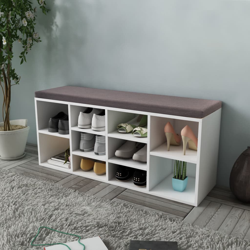 Schuhschrank Schuhbank Sitzbank 10 Fächer Eichefarbe
