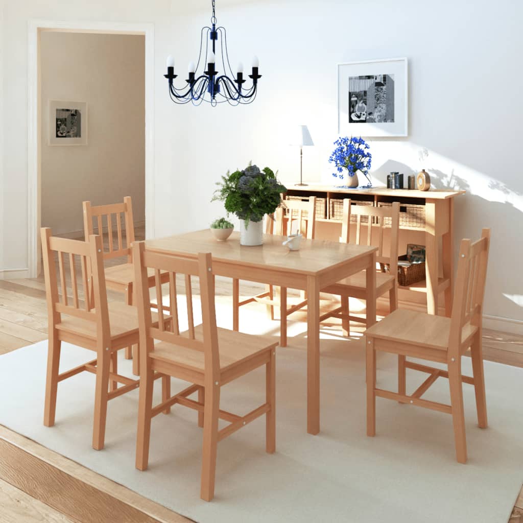Fünfteiliges Esstisch-Set Pinienholz