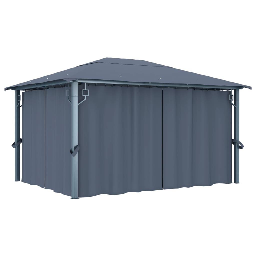 Pavillon Mit Vorhängen 300 X 300 Cm Aluminium