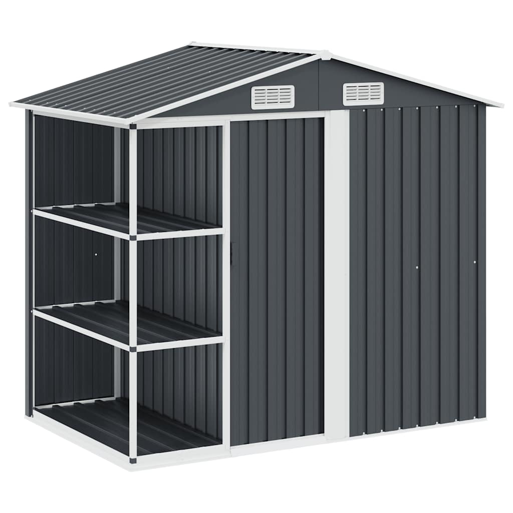 Gartenhaus mit Regal Braun 205x130x183 cm Eisen