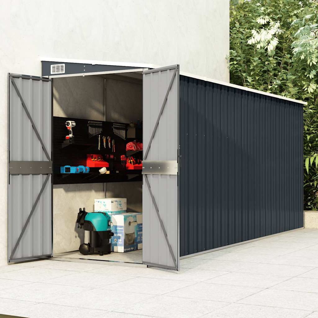 Anbauschuppen Braun 118x382x178 cm Verzinkter Stahl