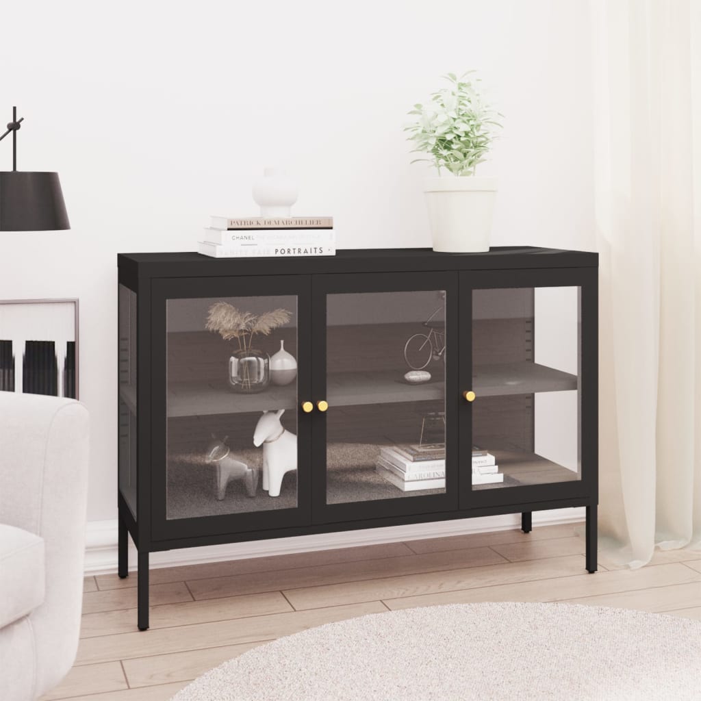 Sideboard 105X35X70 Cm Stahl Und Glas