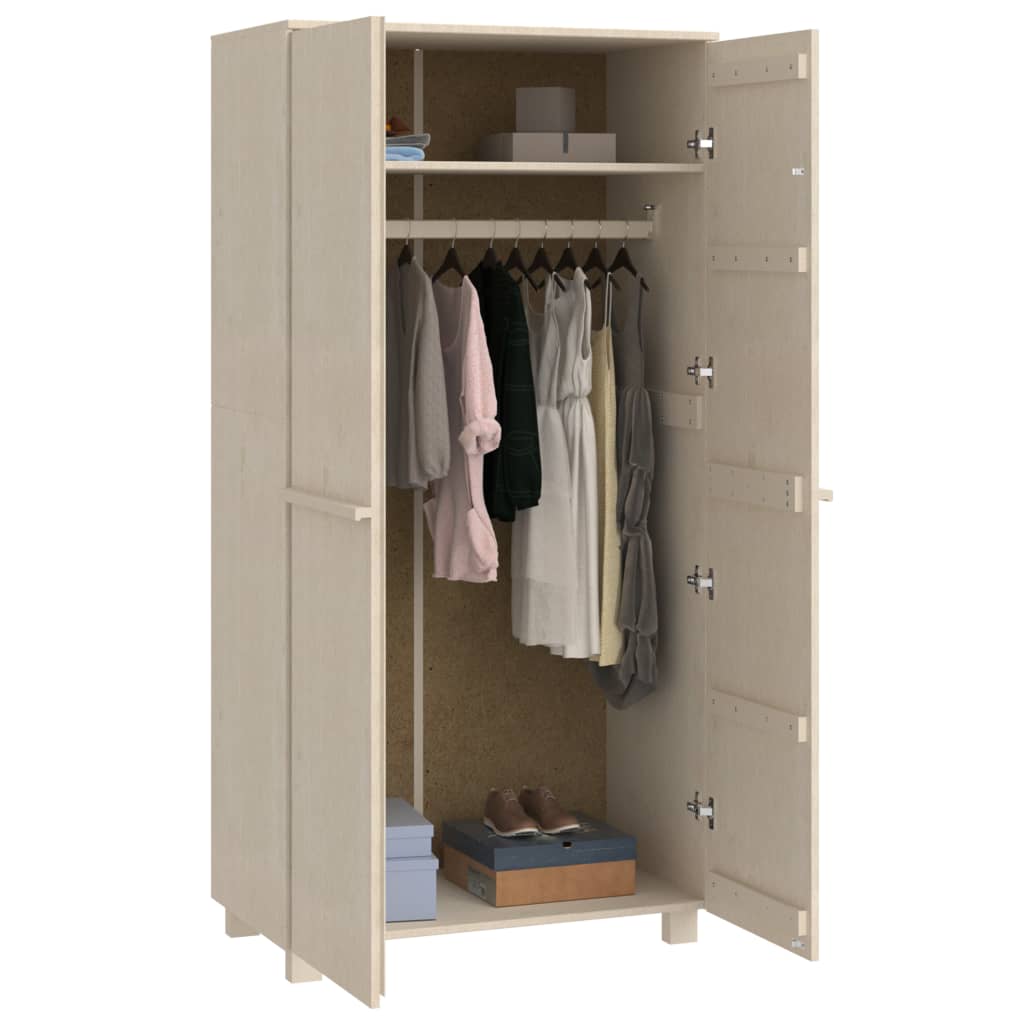Kleiderschrank HAMAR Hellgrau 89x50x180 cm Massivholz Kiefer