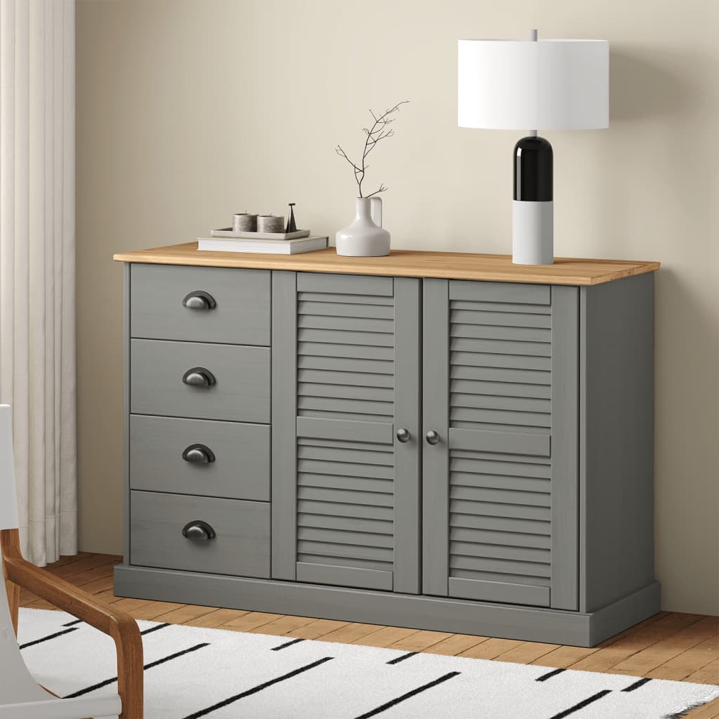 Sideboard Mit Schubladen Vigo 113X40X75 Cm Massivholz Kiefer