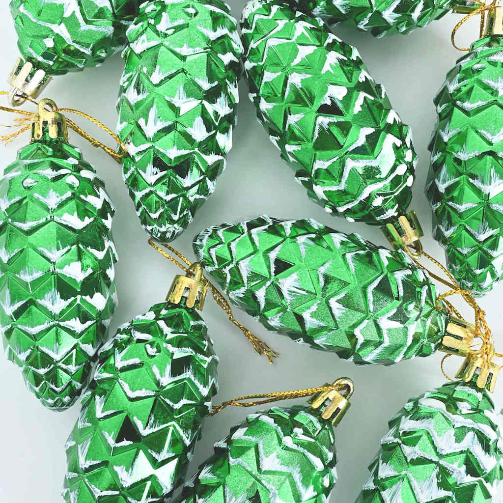 Weihnachts-Tannenzapfen Ball 40 stk. Silber 4 x 9 cm Kunststoff