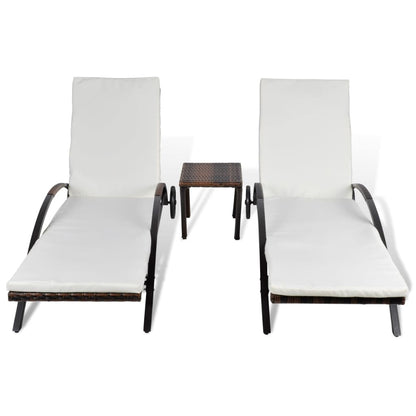 Sonnenliegen mit Tisch Poly Rattan Schwarz