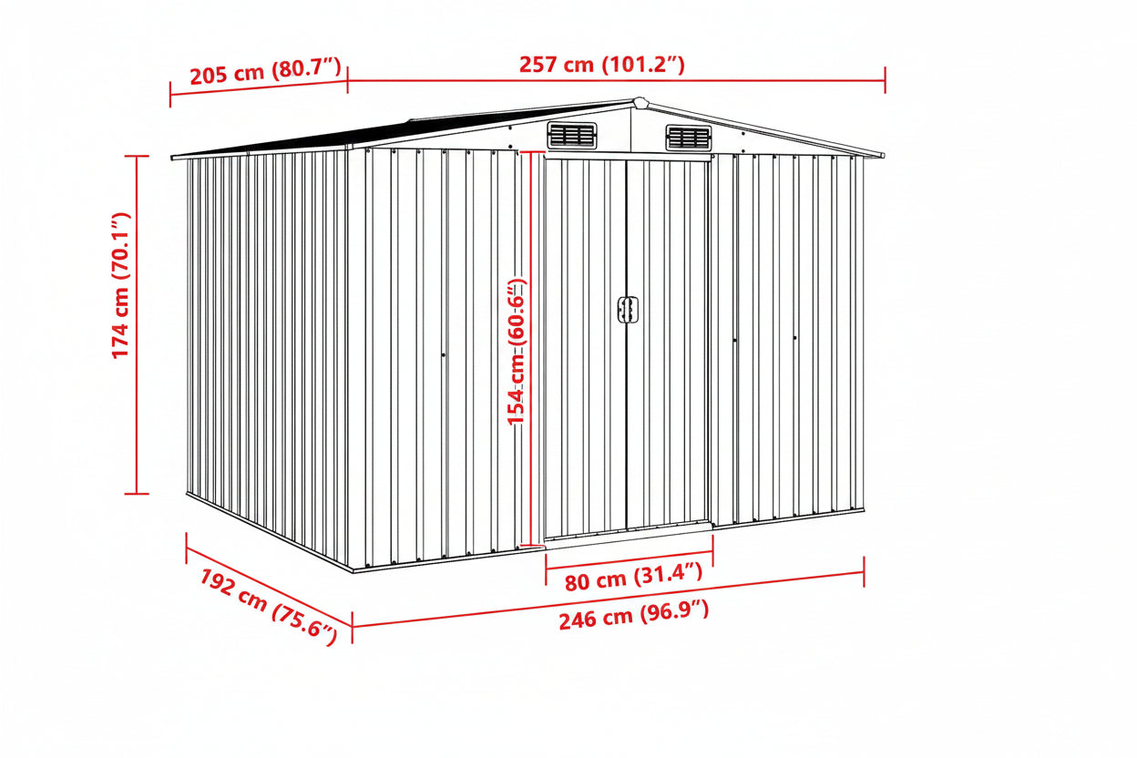 Gartenschuppen Metall 257 X 205 X 178 Cm