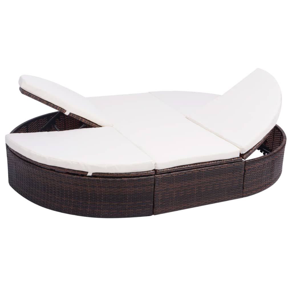 Doppel-Sonnenliege Mit Kissen Poly Rattan