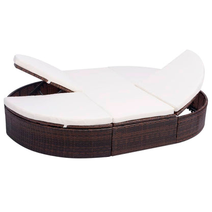 Doppel-Sonnenliege Mit Kissen Poly Rattan