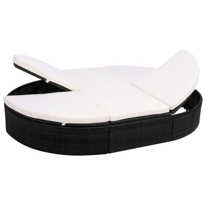 Doppel-Sonnenliege Mit Kissen Poly Rattan