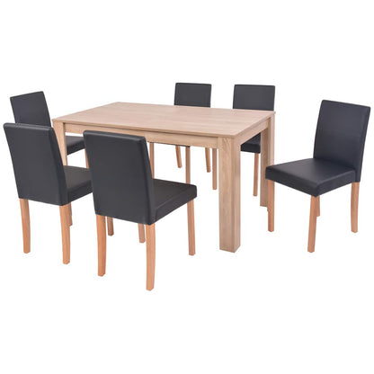 Esszimmertisch und Stühle 7-tlg. Kunstleder Eiche Cremeweiß