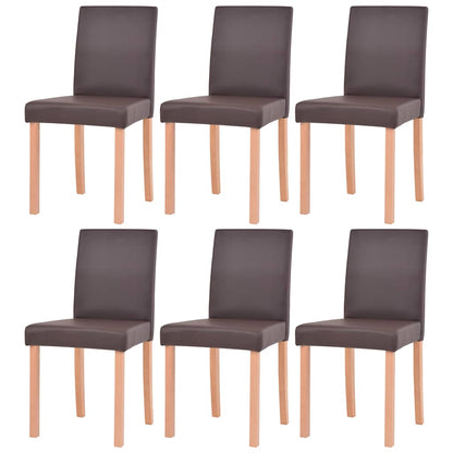 Esszimmertisch und Stühle 7-tlg. Kunstleder Eiche Cremeweiß