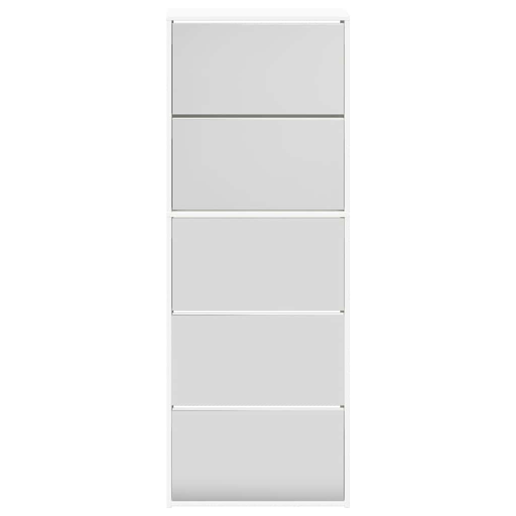 Schuhschrank mit 5 Fächern Spiegel Eiche 63x17x169,5 cm