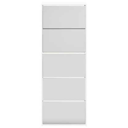 Schuhschrank mit 5 Fächern Spiegel Eiche 63x17x169,5 cm