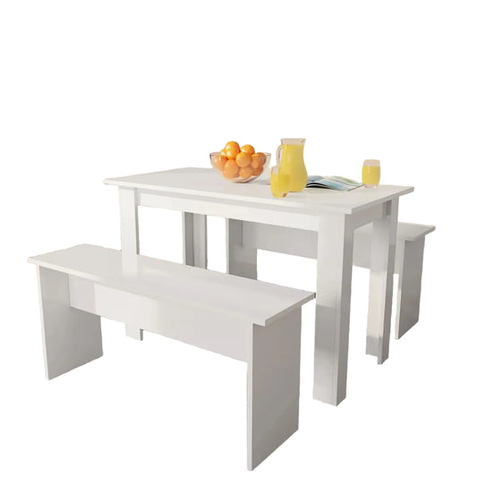 3-Tlg. Essgruppe Tisch Und Bänke Holzwerkstoff