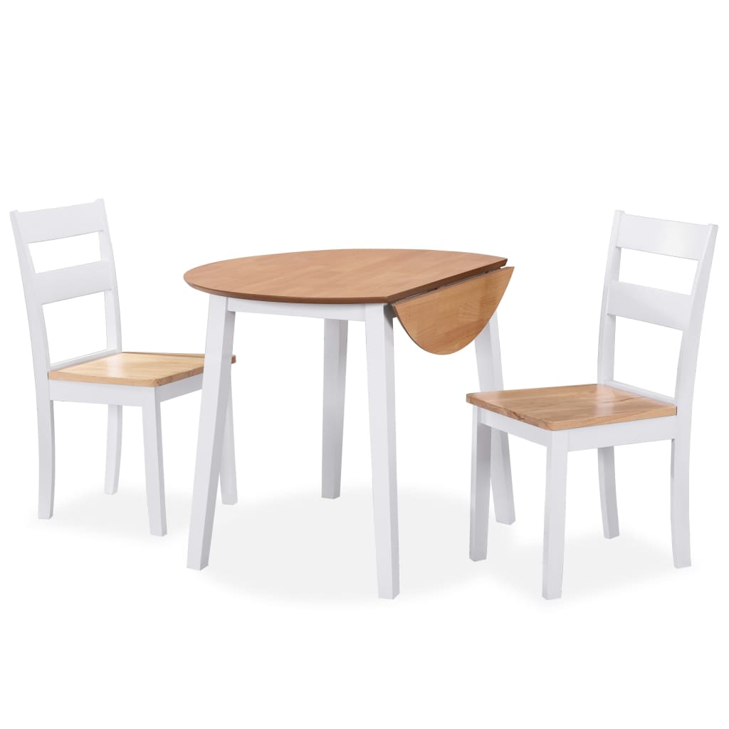 Essgruppe 3-Tlg. Mdf Und Gummibaumholz Weiß