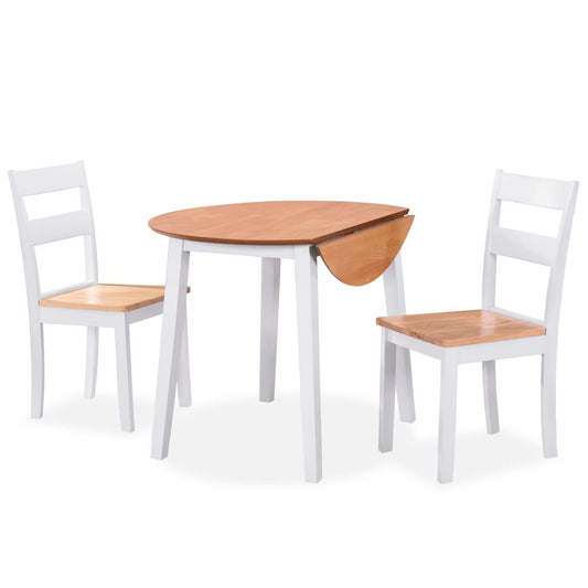 Essgruppe 3-Tlg. Mdf Und Gummibaumholz Weiß