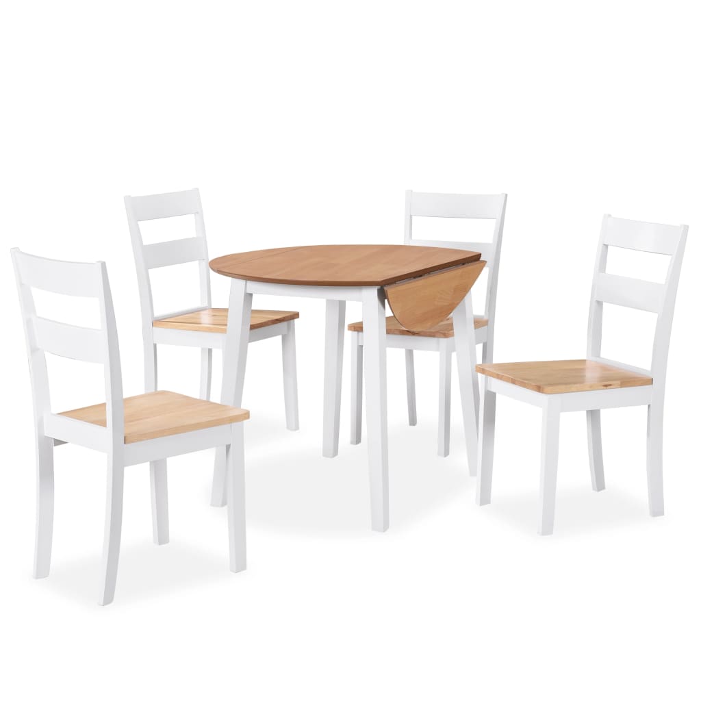 Essgruppe 3-Tlg. Mdf Und Gummibaumholz Weiß