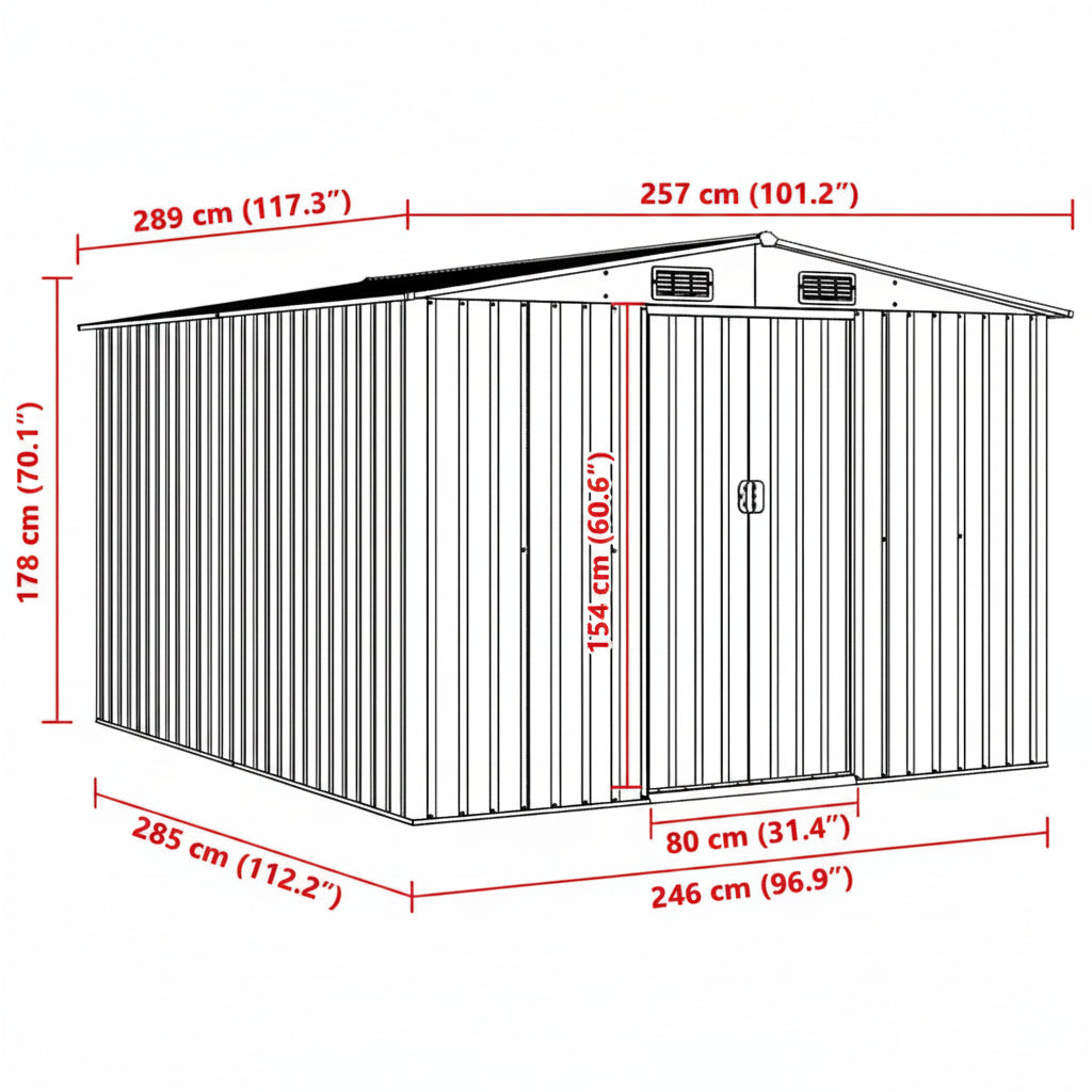 Gartenhaus 257X298X178 Cm Metall