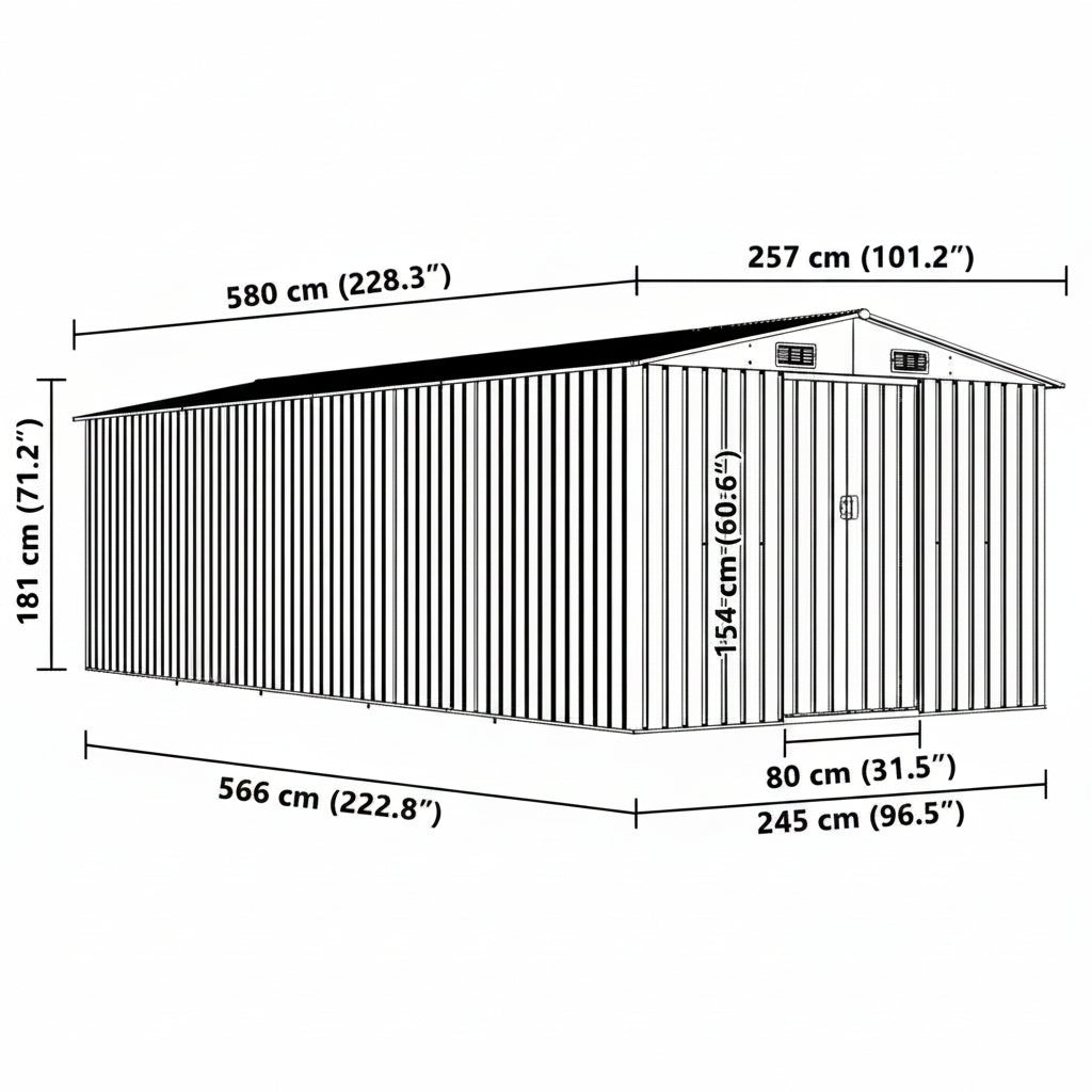 Gerätehaus 257x580x181 cm Metall Braun