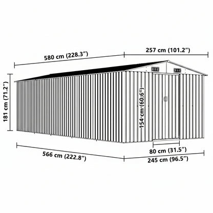 Gerätehaus 257x580x181 cm Metall Braun