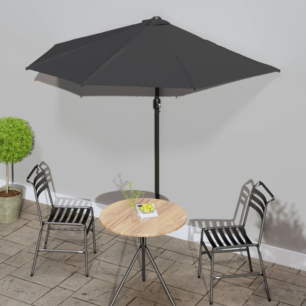 Balkon-Sonnenschirm Alu-Mast Bordeaux 300X155X223Cm Halbrund