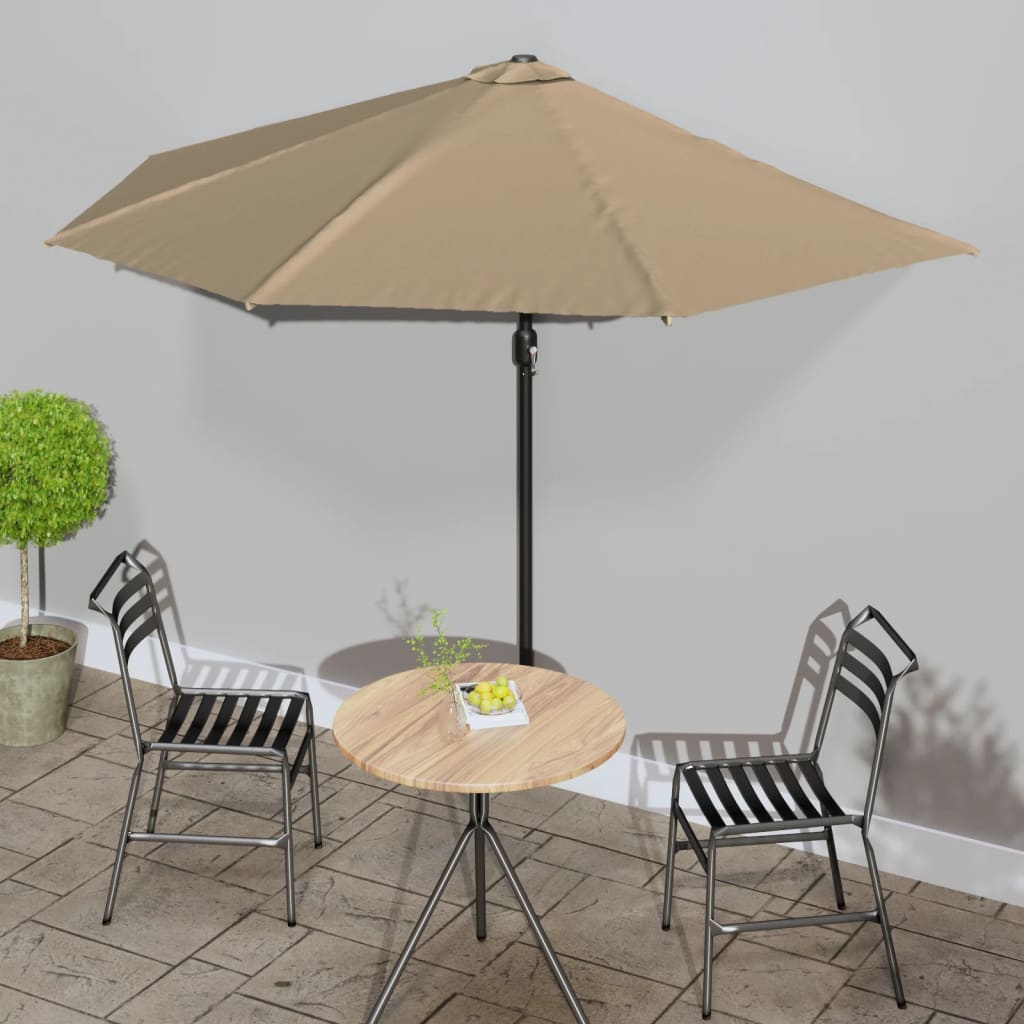Balkon-Sonnenschirm Alu-Mast Bordeaux 300X155X223Cm Halbrund