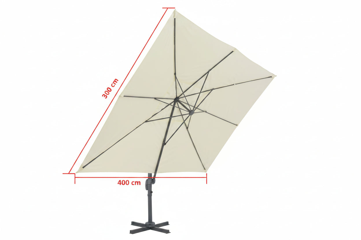Ampelschirm Mit Aluminiummast 400 X 300 Cm Sand