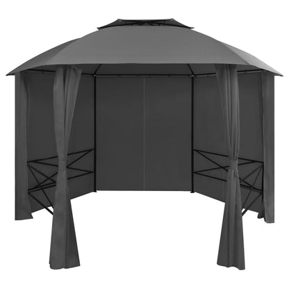 Gartenzelt mit Vorhängen 360x312x265 cm Weiß 180 g/m²