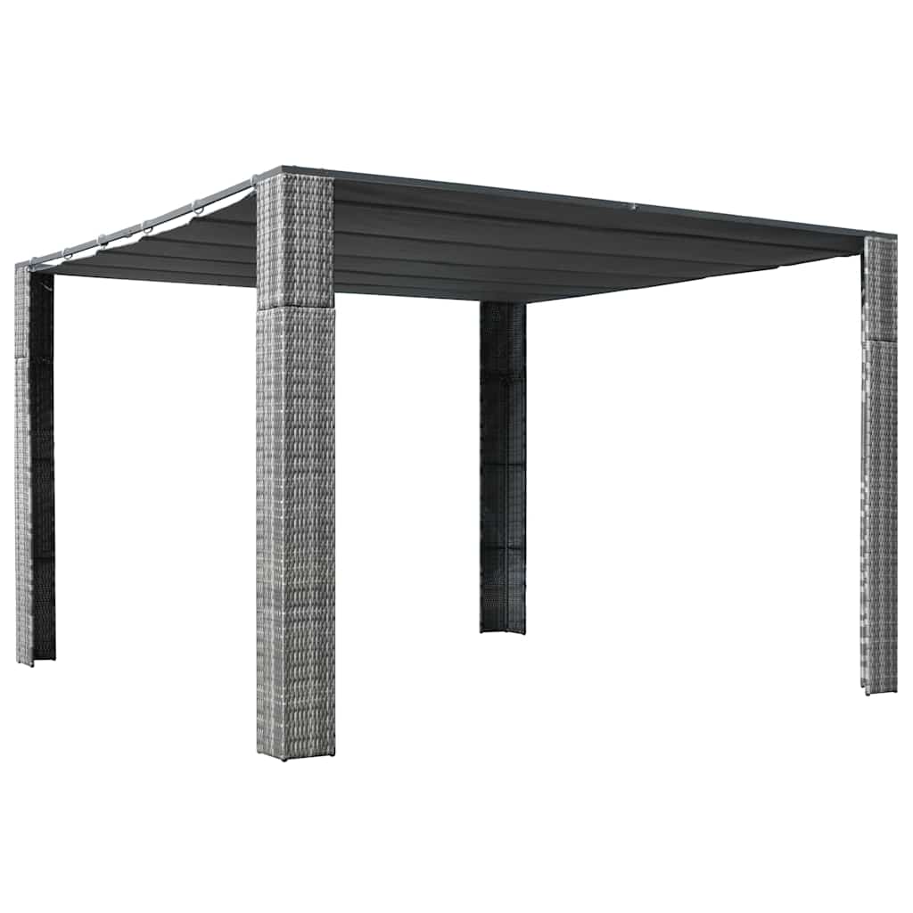 Pavillon mit Dach Poly Rattan 300x300x220 cm Braun und Creme