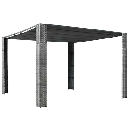 Pavillon mit Dach Poly Rattan 300x300x220 cm Braun und Creme