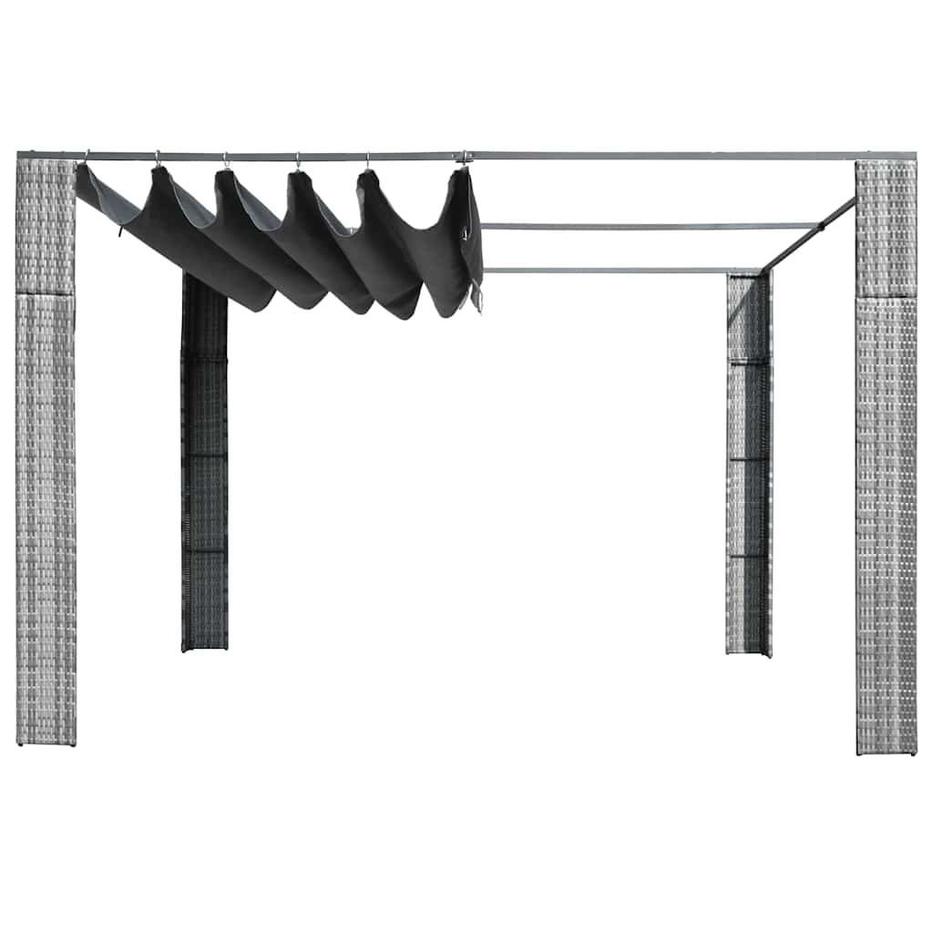 Pavillon mit Dach Poly Rattan 300x300x220 cm Braun und Creme
