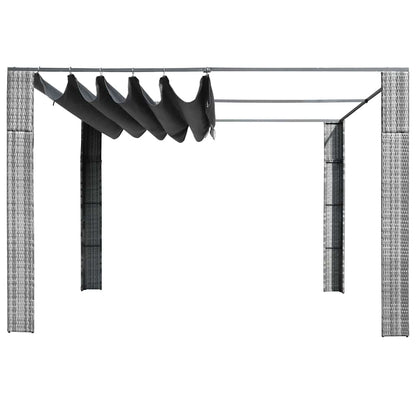 Pavillon mit Dach Poly Rattan 300x300x220 cm Braun und Creme