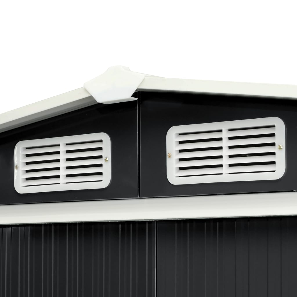 Gerätehaus mit Schiebetüren Anthrazit 386×131×178 cm Stahl