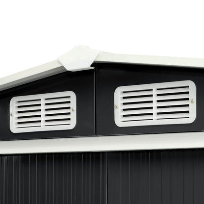 Gerätehaus mit Schiebetüren Anthrazit 386×131×178 cm Stahl