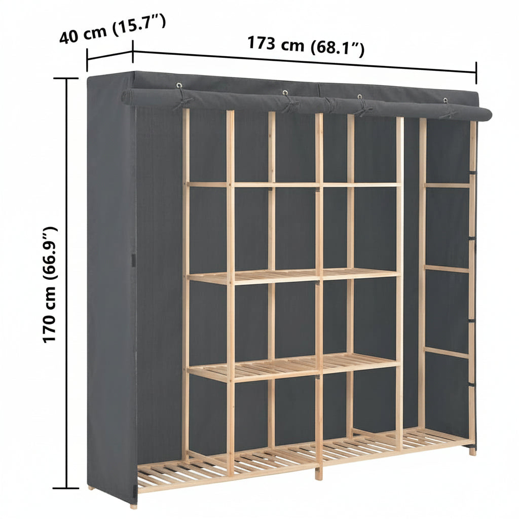 Kleiderschrank Grau 173 x 40 x 170 cm Stoff