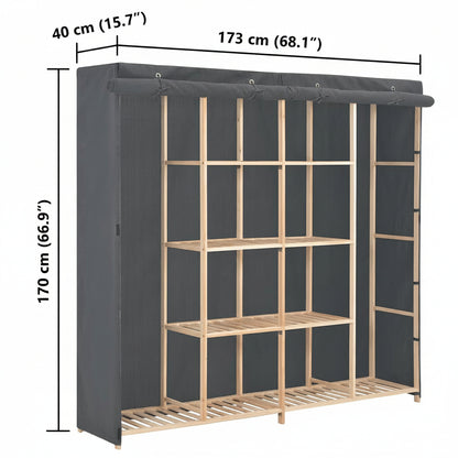 Kleiderschrank Grau 173 x 40 x 170 cm Stoff
