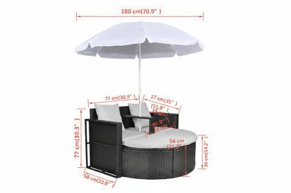 Gartenbett Mit Sonnenschirm Braun Poly Rattan