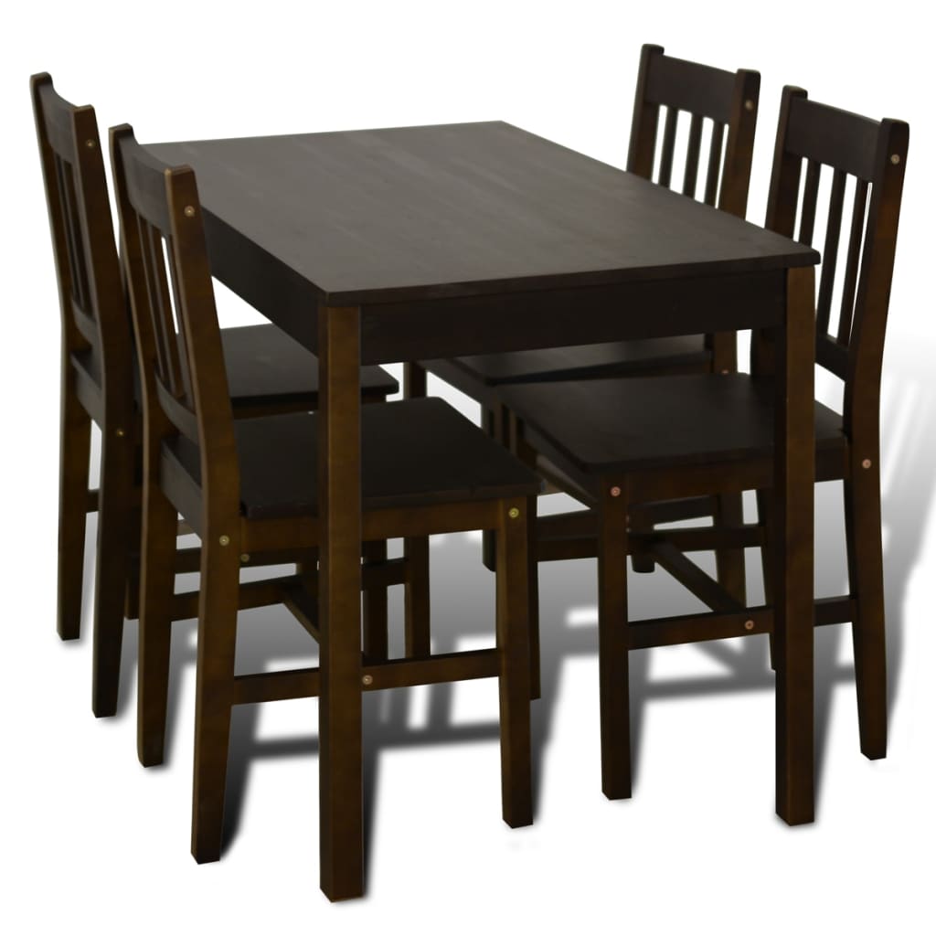 Esstisch Holztisch mit 4 Holzstühlen Esszimmerset Essgruppe