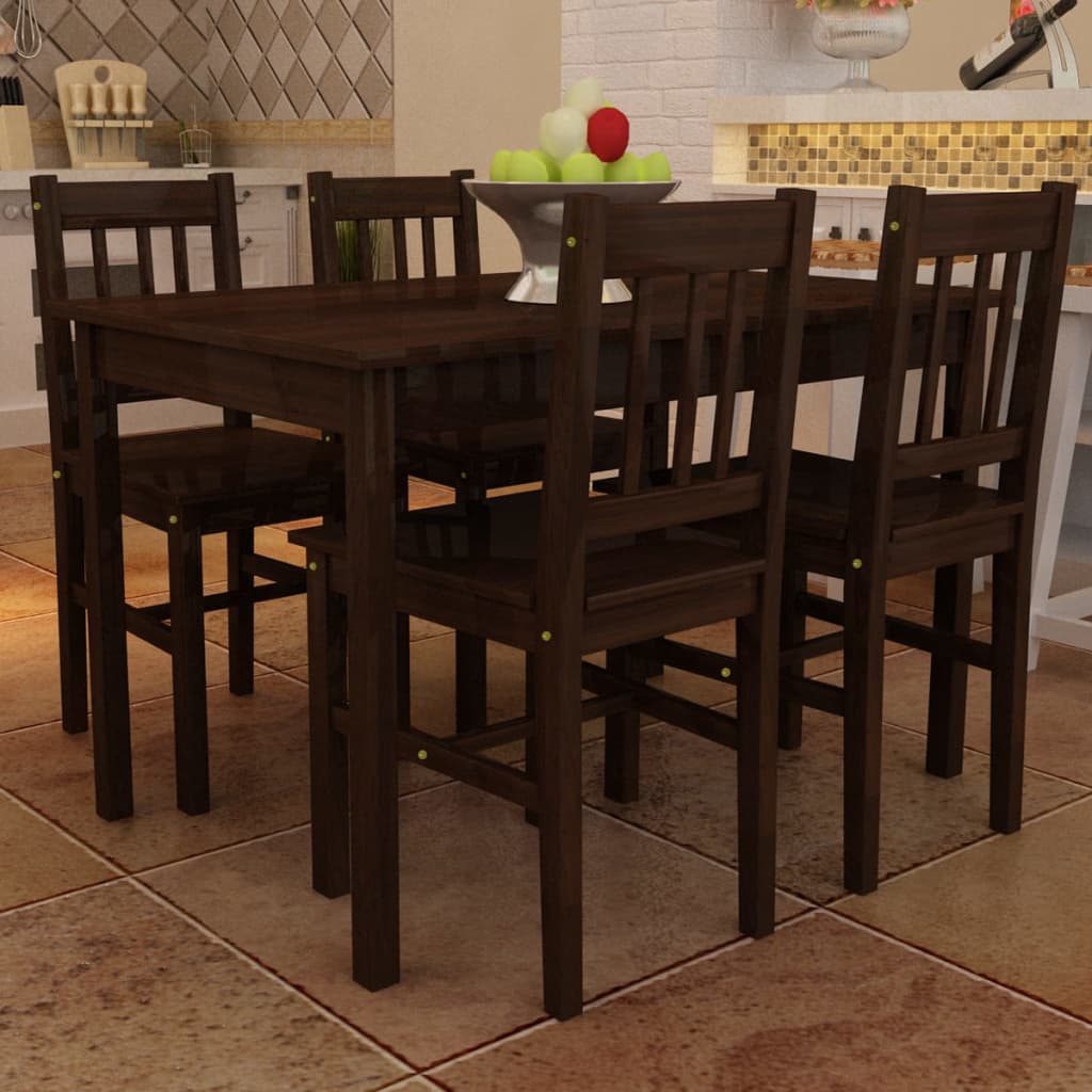 Esstisch Holztisch mit 4 Holzstühlen Esszimmerset Essgruppe
