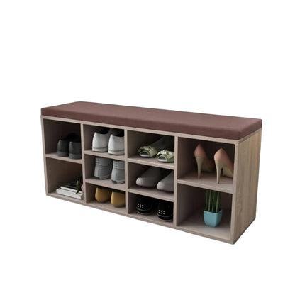 Schuhschrank Schuhbank Sitzbank 10 Fächer Eichefarbe