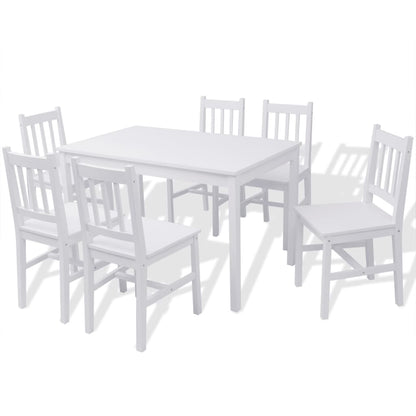 Siebenteiliges Esstisch-Set Pinienholz