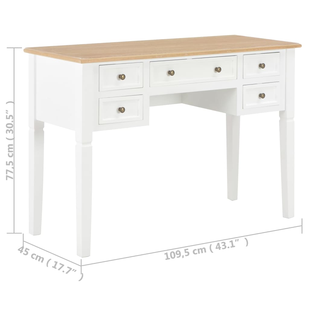 Schreibtisch Weiß 109,5 X 45 X 77,5 Cm Holz