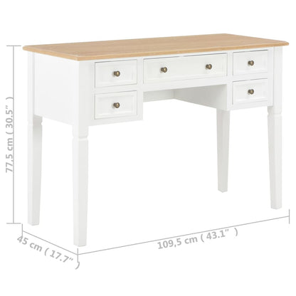 Schreibtisch Weiß 109,5 X 45 X 77,5 Cm Holz