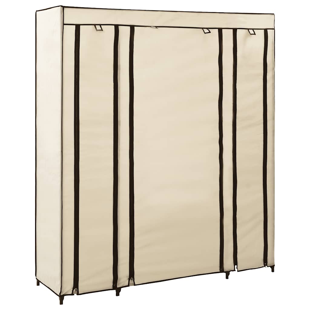 Stoffschrank mit Fächern Kleiderstangen Grau 150x45x176cm