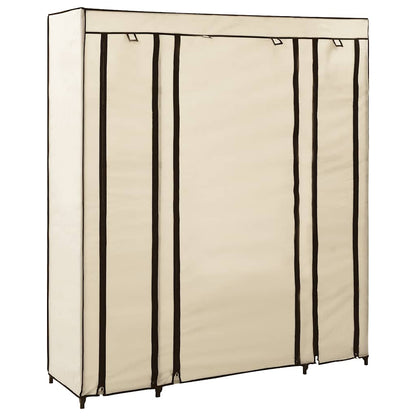 Stoffschrank mit Fächern Kleiderstangen Grau 150x45x176cm