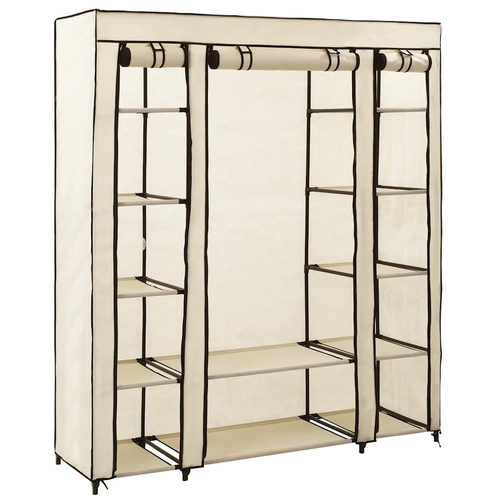 Stoffschrank mit Fächern Kleiderstangen Grau 150x45x176cm