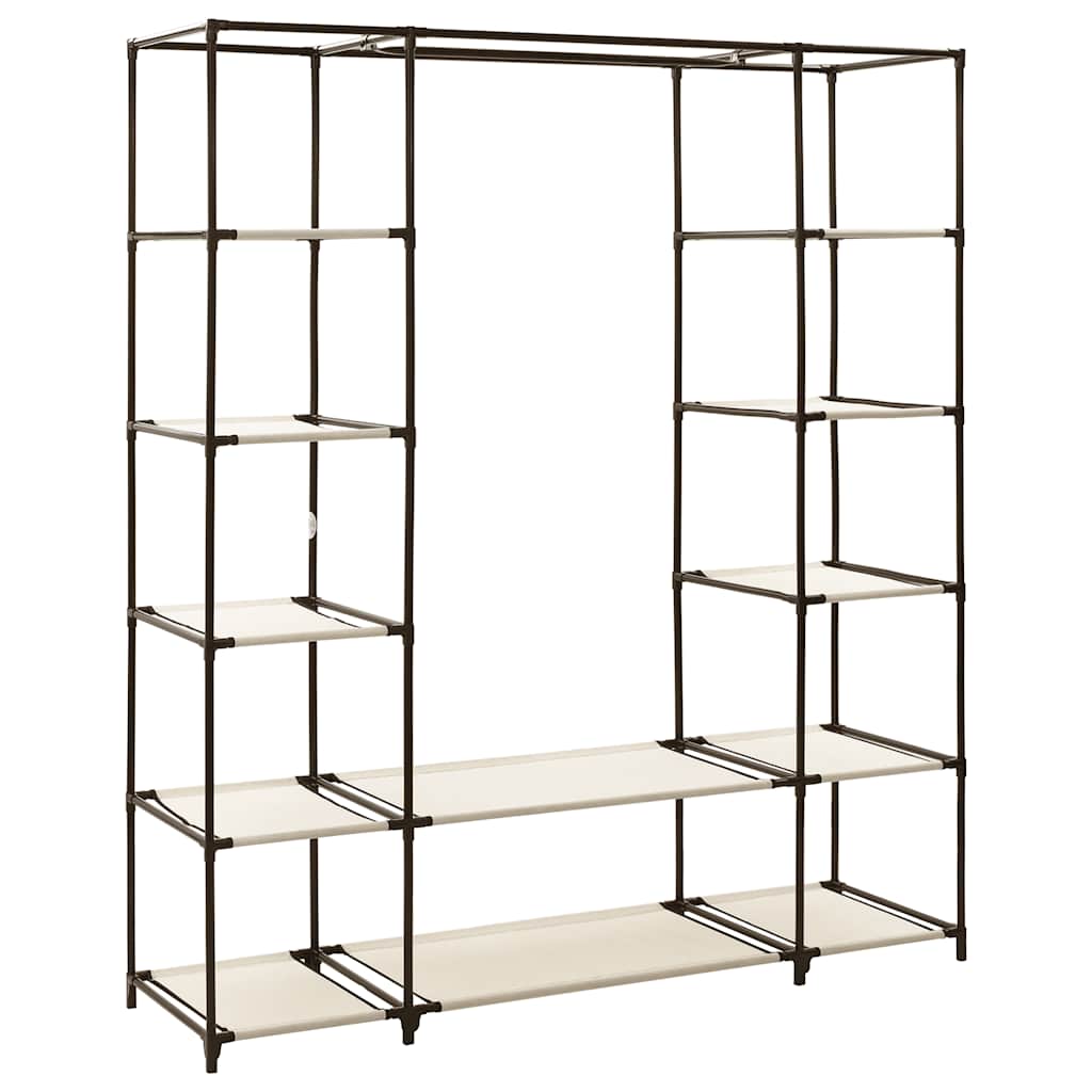 Stoffschrank mit Fächern Kleiderstangen Grau 150x45x176cm