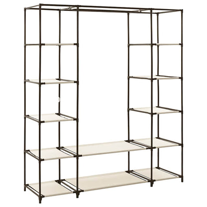 Stoffschrank mit Fächern Kleiderstangen Grau 150x45x176cm
